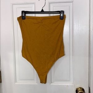 MUSTARD BANDEAU BODYSUIT